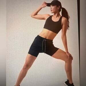 Athleta Black Trekkie Active Skirt Workout‎ Zipper Pockets Drawstring Women's 10